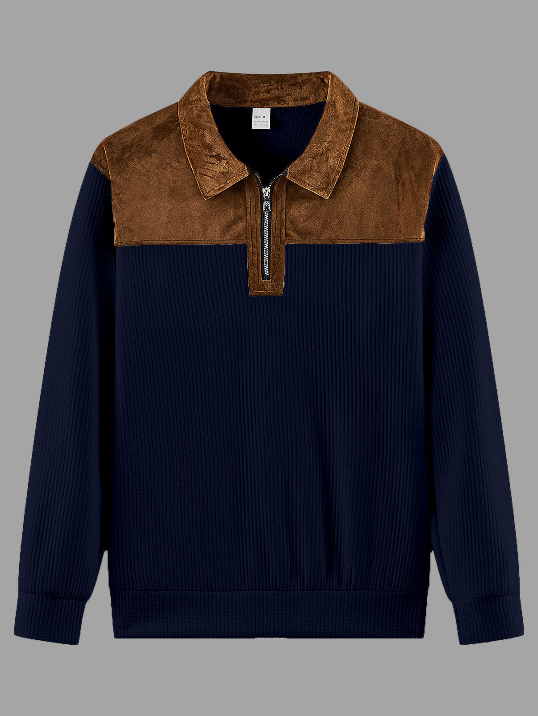 Unisex nan fine-structured knitted sweater with half zip collar and velvet trim Mune Fashion