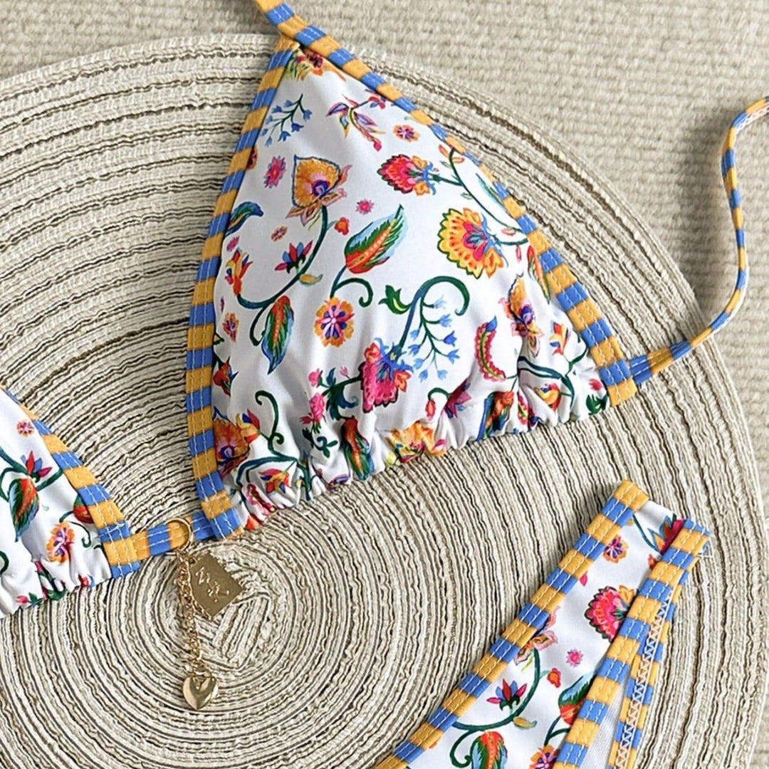 Women's Triangle Bikini with Colorful Floral Print Mune Fashion