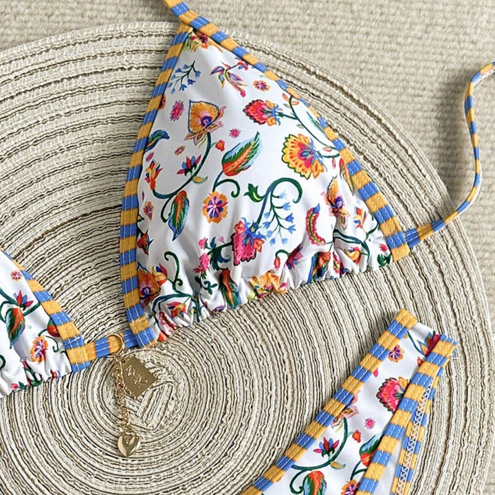Women's Triangle Bikini with Colorful Floral Print Mune Fashion