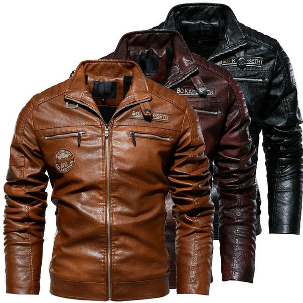 Men's Fashionable Biker Jacket made of Leather Mune Fashion