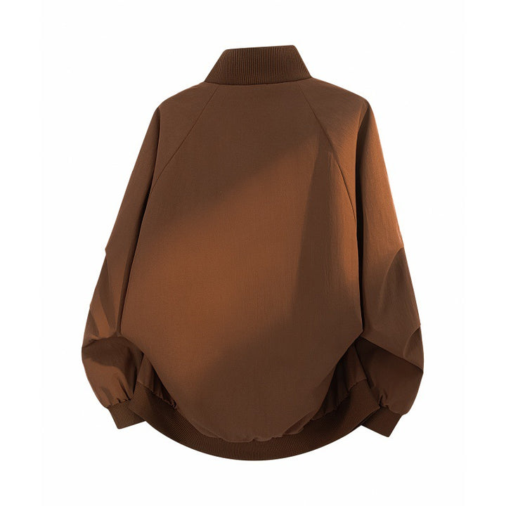 Women's Oversized Harrington Bomber Jacket with Balloon Sleeves, Concealed Zipper & Ribbed Cuffs Mune Fashion