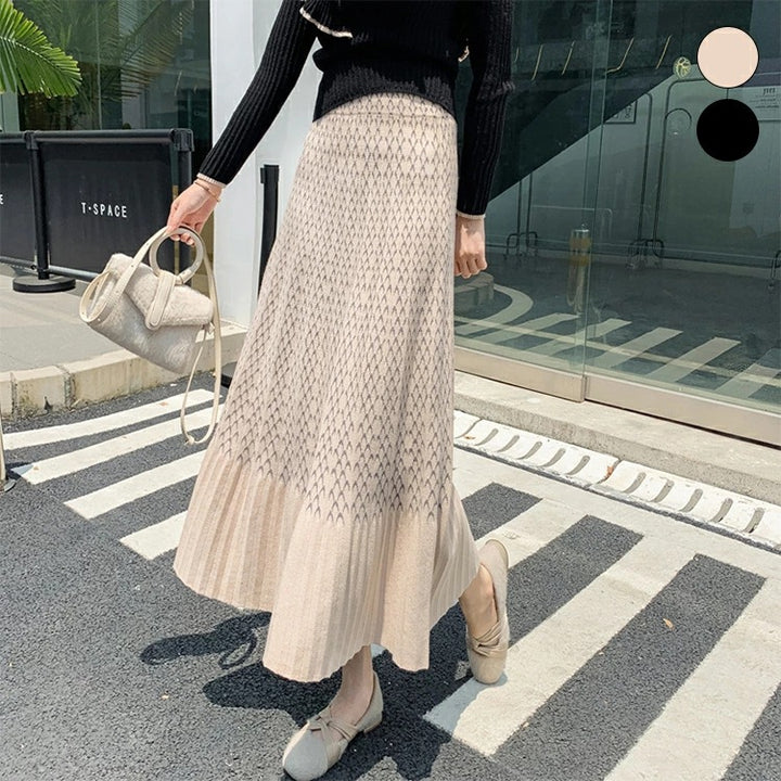 Women's Elegant and Casual Midi Skirt with Textured Design Mune Fashion