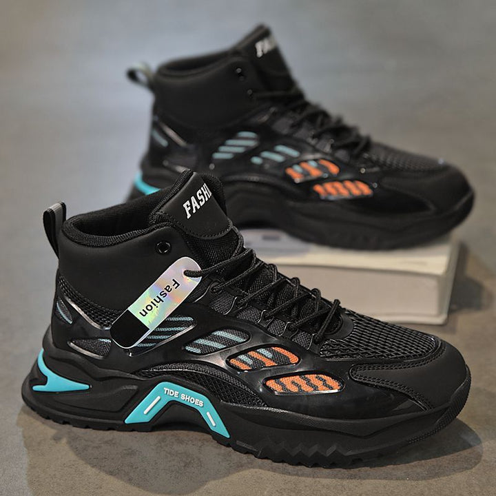 Women's Sporty High-Top Sneakers with Breathable Mesh Surfaces and Cushioned Sole Mune Fashion