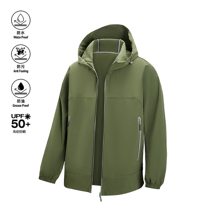 Men's Lightweight Technical Softshell Windbreaker with Hood, Water-Repellent Membrane and Zipper Pockets Mune Fashion