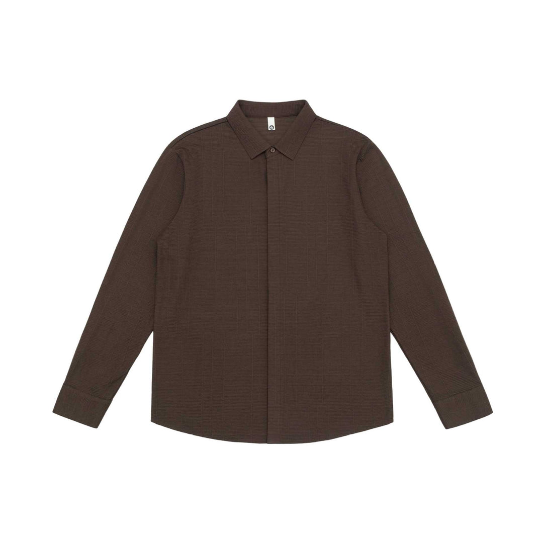 Men's Structured Knit Over-shirt with Concealed Button Placket and Ribbed Collar Mune Fashion