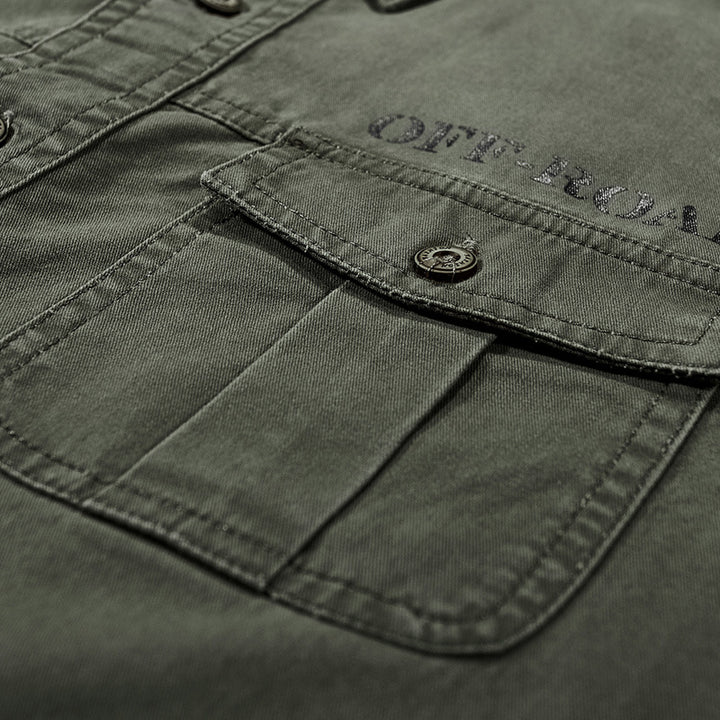 Men's Robust Canvas Utility Shirt with Chest Pockets and Kent Collar Mune Fashion