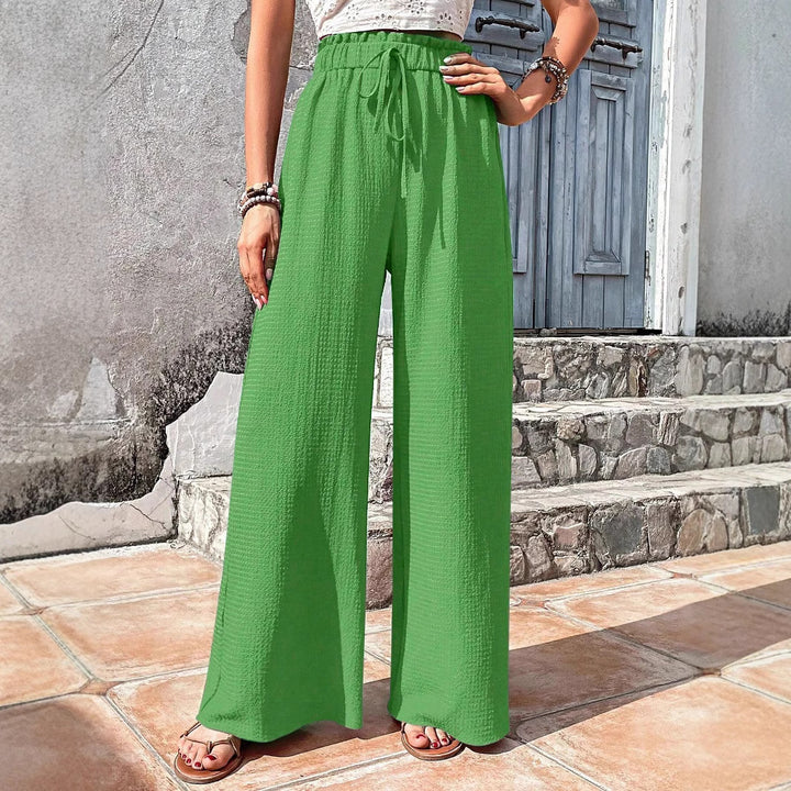 Women's Wide High-Waist Palazzo Pants made of lightweight Crinkle Quality with elastic waistband and drawstring Drune
