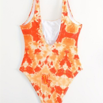 Women's One-Piece Sporty Swimsuit with Fashionable Tie-Dye Design Mune Fashion