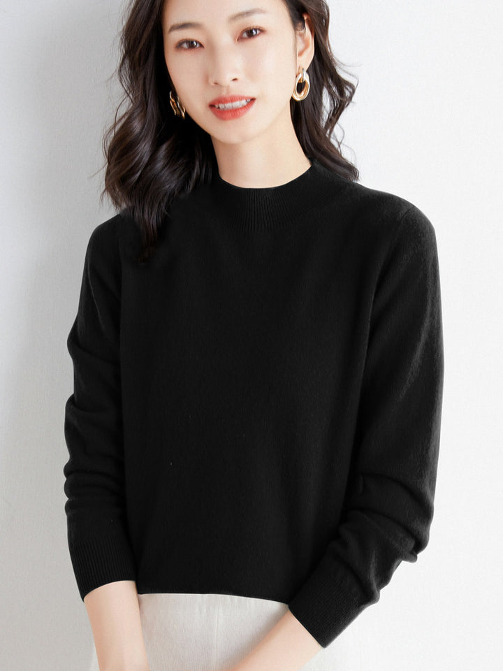 Women's Short Roll Neck Fine Knit Sweater with Light Mohair Effect Mune Fashion