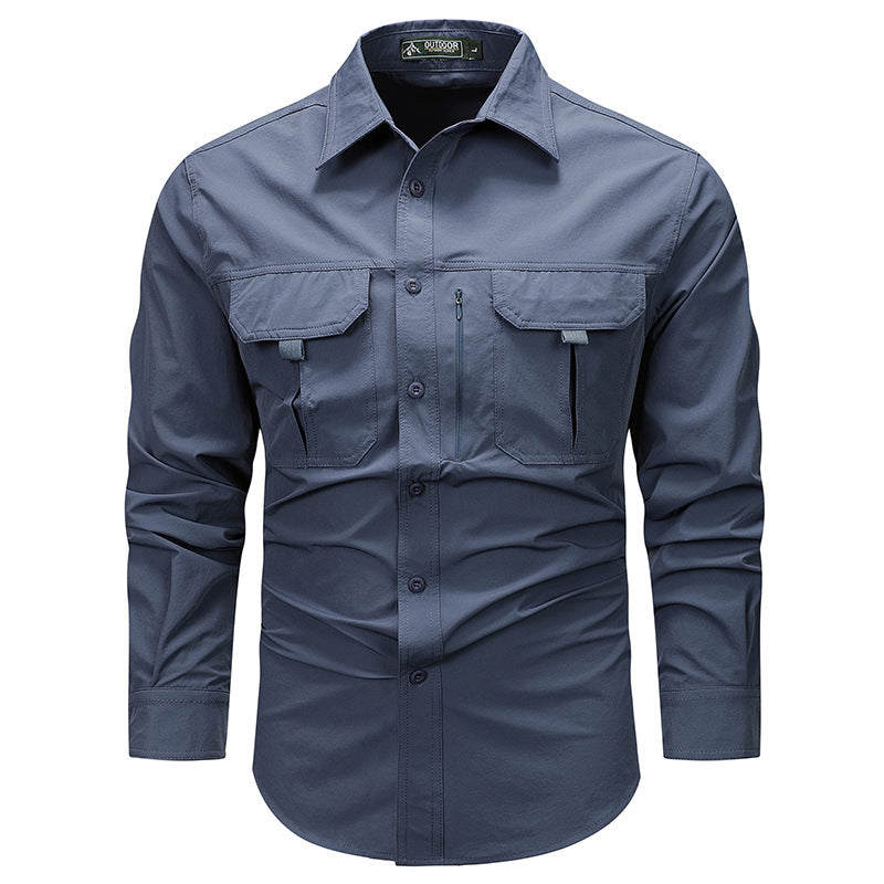 Men's robust trekking shirt with reinforced breast pockets and breathable material Mune Fashion