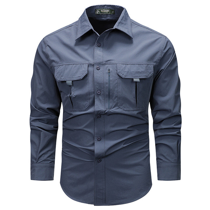 Men's robust trekking shirt with reinforced breast pockets and breathable material Mune Fashion
