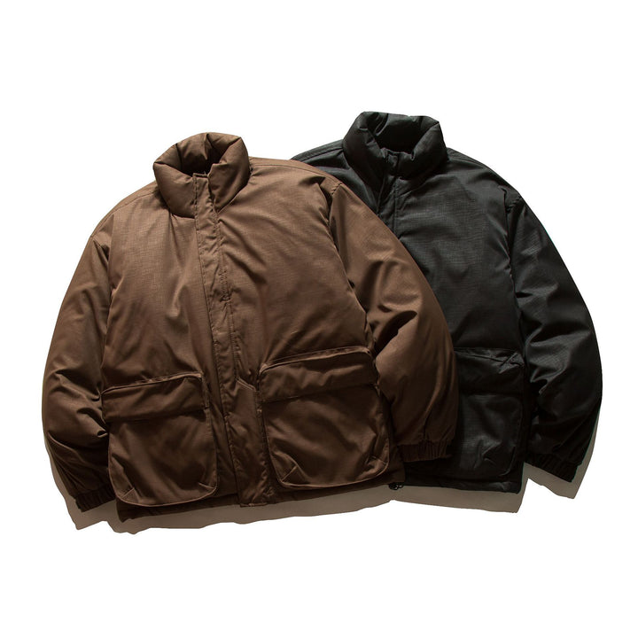 Unisex Boxy-filled Puffer jacket with high stand-up collar and utility pockets Mune Fashion