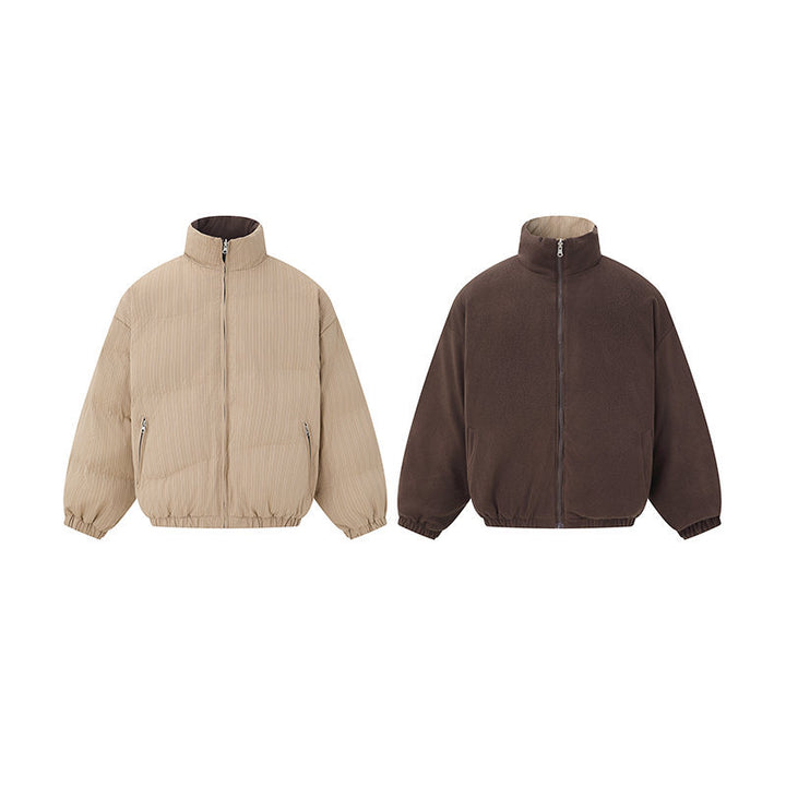 Unisex Reversible Boxy Jacket with Quilted Outer and Fleece Inner Side Mune Fashion