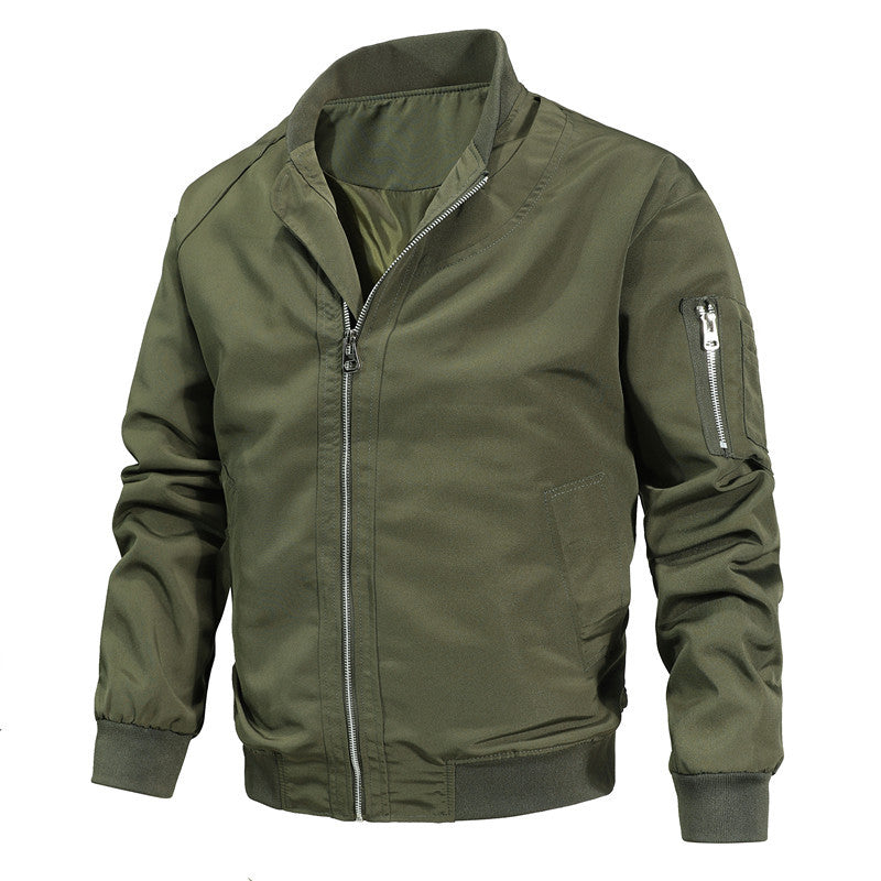Men's Lightweight Urban Bomber with Stand Collar, Zip Arm Pocket, and Ribbed Cuffs Mune Fashion