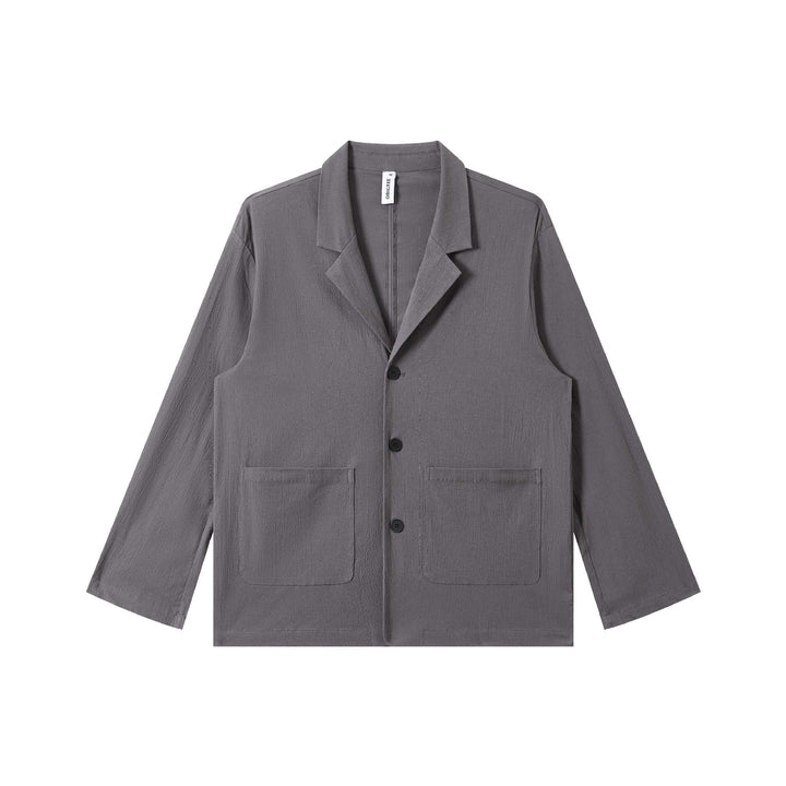 Men's Lightweight Structured Overshirt with Lapel Collar, Button Placket and Patch Pockets Mune Fashion