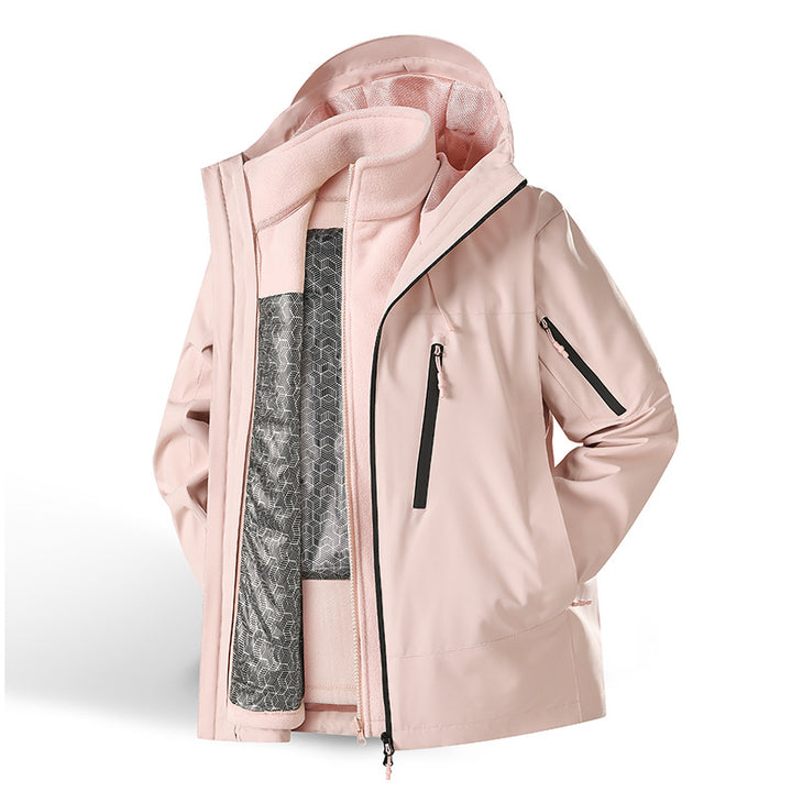 Women's two-piece waterproof functional jacket set with removable fleece inner jacket Mune Fashion