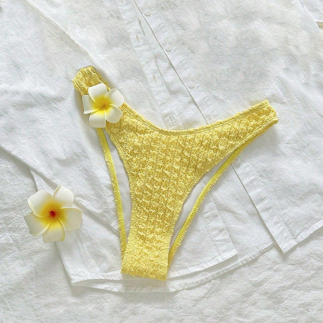 Women's High-Cut Bikini Bottom with Textured Ruffles Mune Fashion