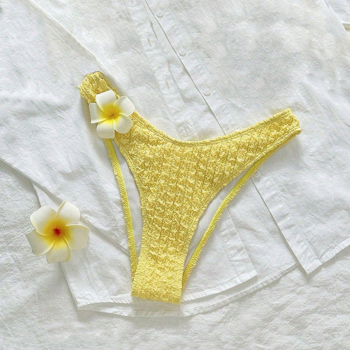 Women's High-Cut Bikini Bottom with Textured Ruffles Mune Fashion