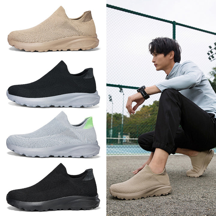 Unisex nan elastic knit slip-on shoe with contoured viscoelastic insole and slip-resistant shock-absorbing outsole Mune Fashion