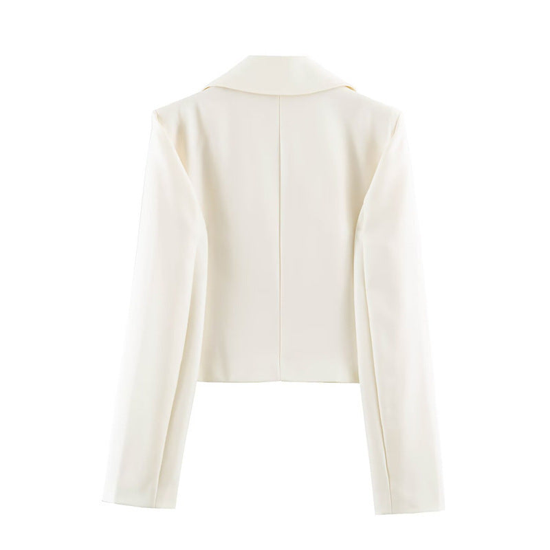 Women's short blazer with tailored silhouette and overlapping shawl collar Mune Fashion