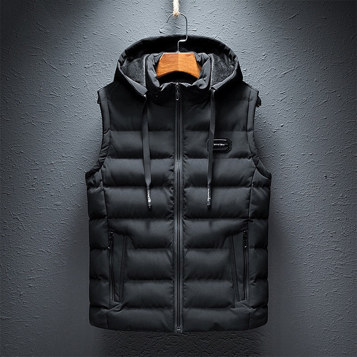 Men's Padded Quilted Vest with Hood, water-repellent outer shell & zip pockets Mune Fashion