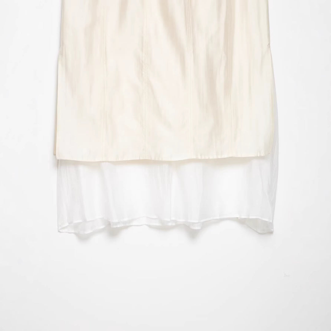 Women's midi skirt with chiffon ruffle and slight drape Mune Fashion