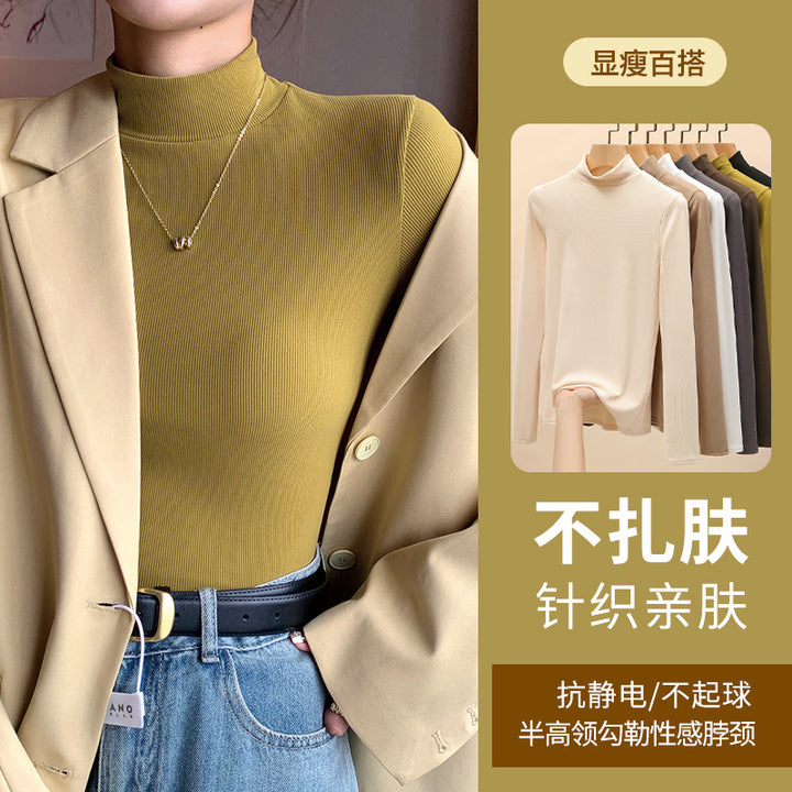 Ladies Elegant and Figure-hugging Long Sleeve Roll Neck Top Mune Fashion