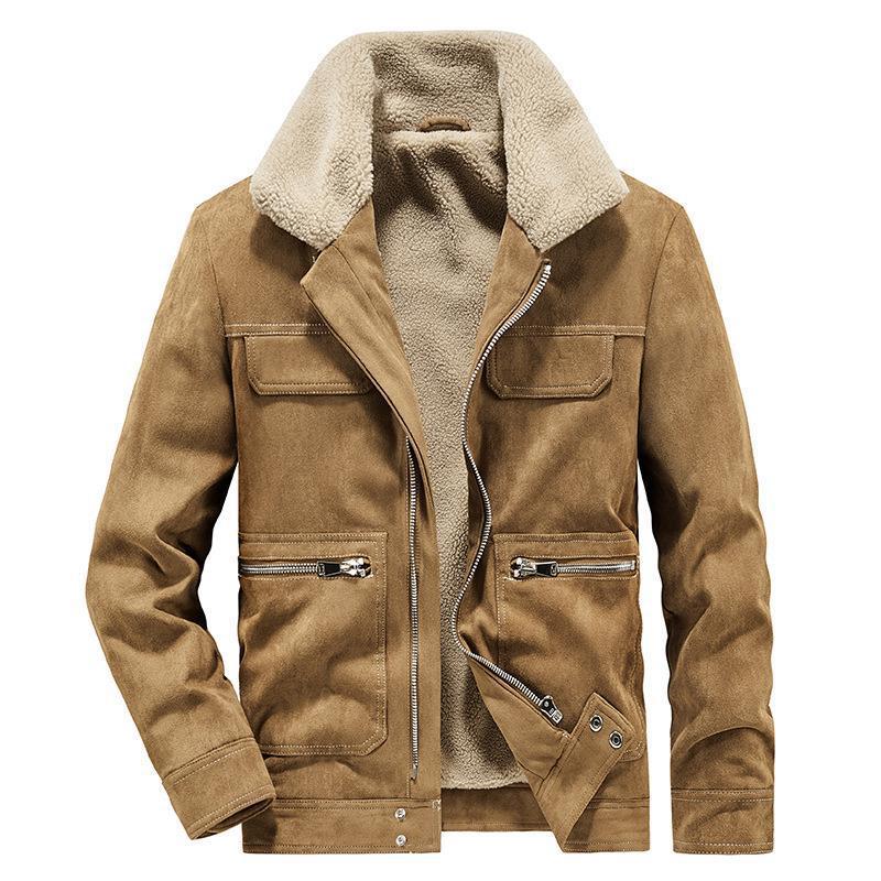 Men's velour imitation jacket in flight style with teddy lining and zip pockets Mune Fashion