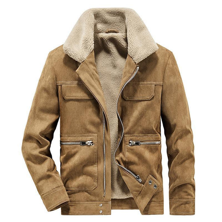 Men's velour imitation jacket in flight style with teddy lining and zip pockets Mune Fashion