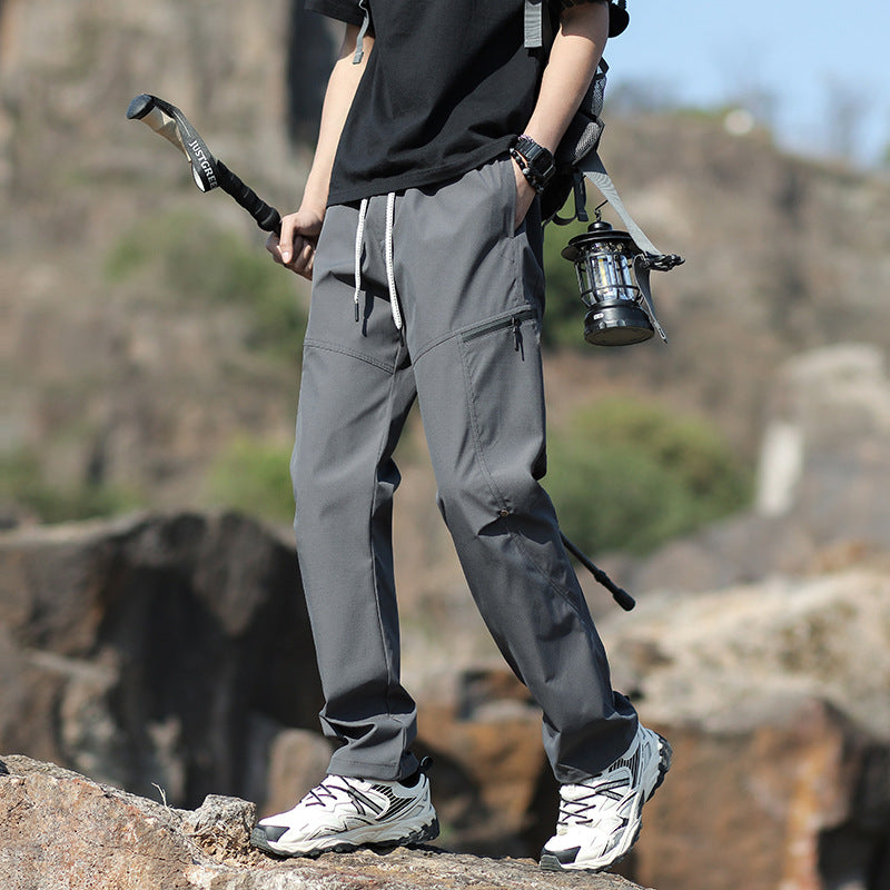 Men's Technical Trekking Pants with Zipper Pockets and Drawstring Waist Mune Fashion