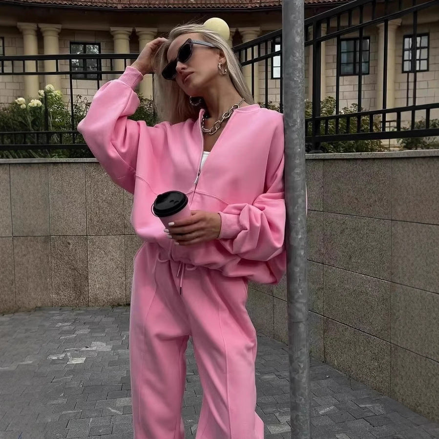 Women's cropped hoodie with half zipper and high waist joggers Mune Fashion