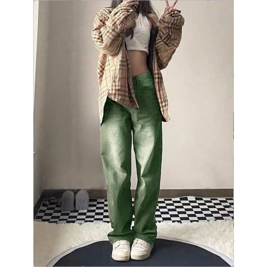 Women High-Waist Relaxed-Straight Denim Trousers with Wide Leg Mune Fashion