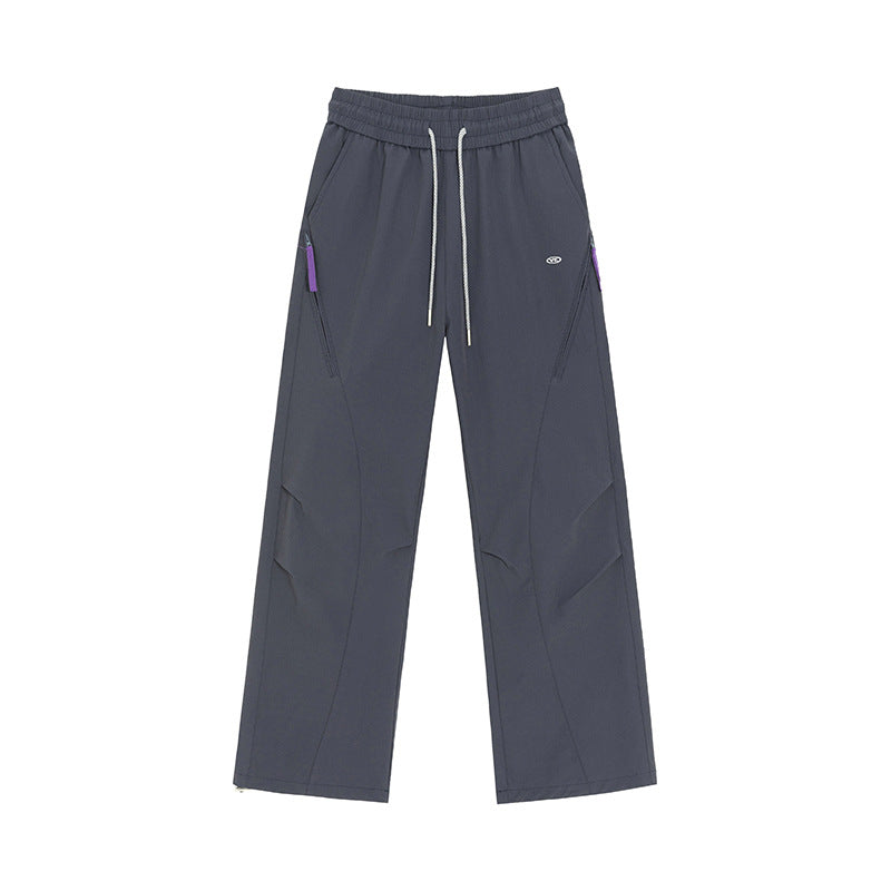 Women's Wide Utility Training Pants with Elastic Waistband, Zipper Pockets & Adjustable Hem Mune Fashion