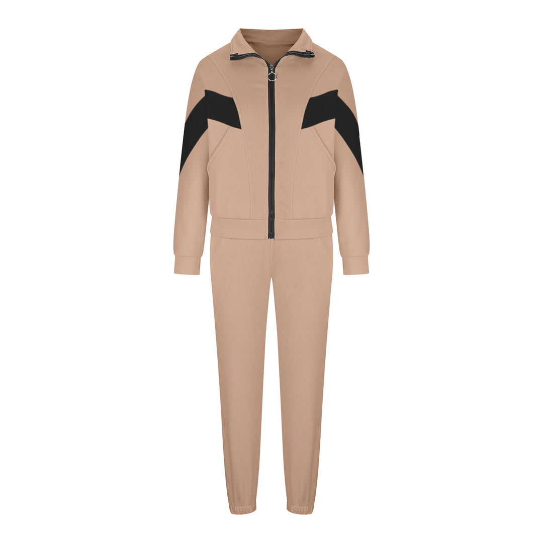 Women's athletic training set with ring zipper, inset pockets, and contrasting arm panels Mune Fashion