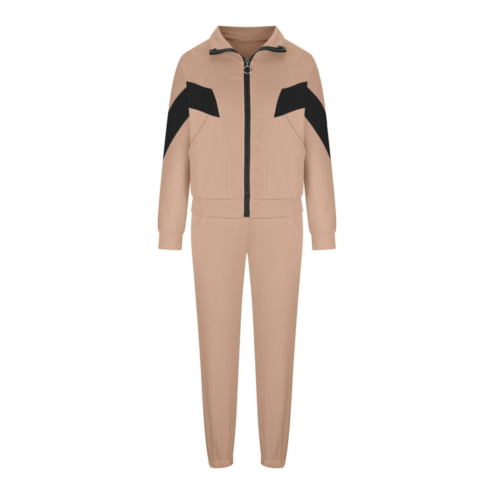 Women's athletic training set with ring zipper, inset pockets, and contrasting arm panels Mune Fashion