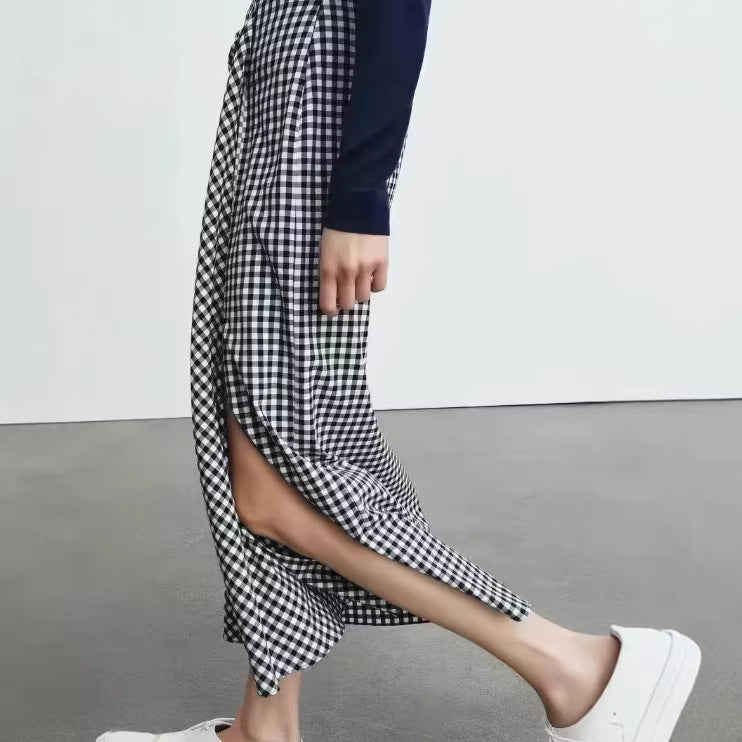 Women's midi skirt with wrap detail and gingham checks Mune Fashion