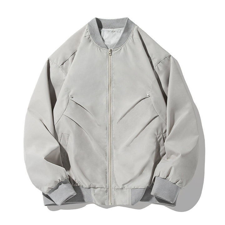 Unisex Oversized Bomber Jacket in Utility Look with Stand Collar and Concealed Flap Pockets Mune Fashion