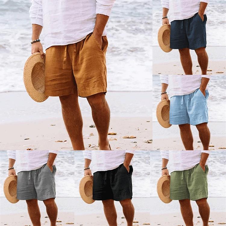 Men's casual travel Bermuda shorts with crinkle texture, adjustable drawstring, and large volume patch pockets Mune Fashion