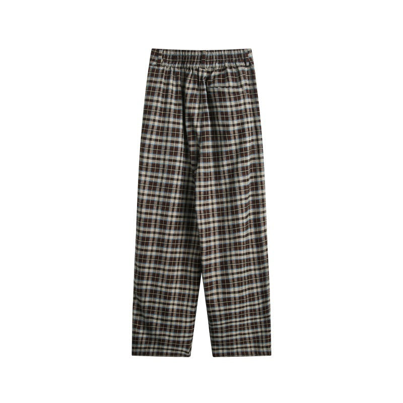 Ladies High-Waisted Checked Pleated Trousers in Wide Culotte Cut Mune Fashion