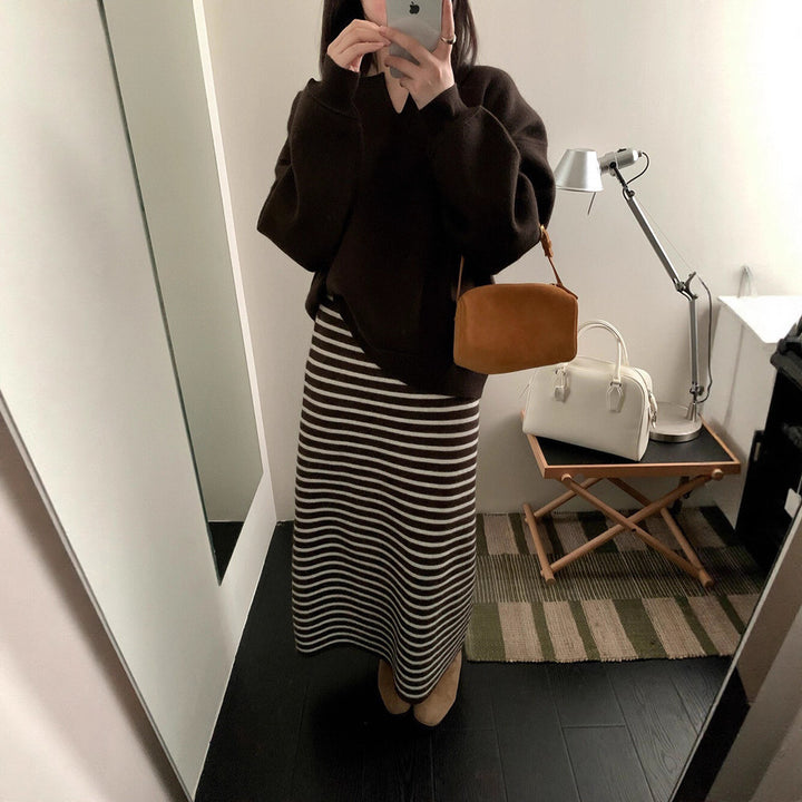 Women's Long Striped Jersey Dress Mune Fashion