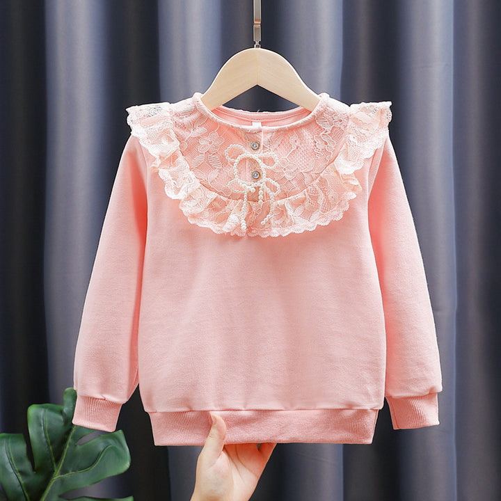 Girl sweatshirt with romantic lace collar Mune Fashion