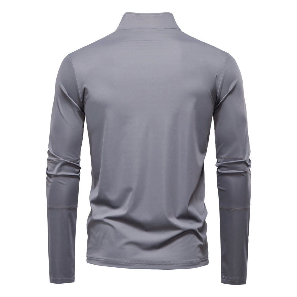 Men's functional long sleeve shirt with stand-up collar and half zipper Mune Fashion