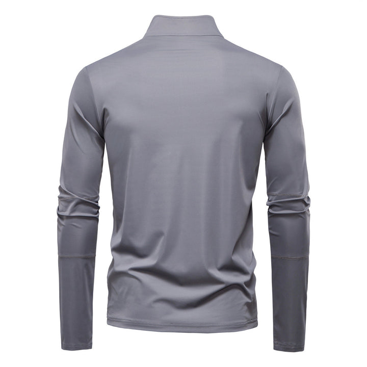 Men's functional long sleeve shirt with stand-up collar and half zipper Mune Fashion