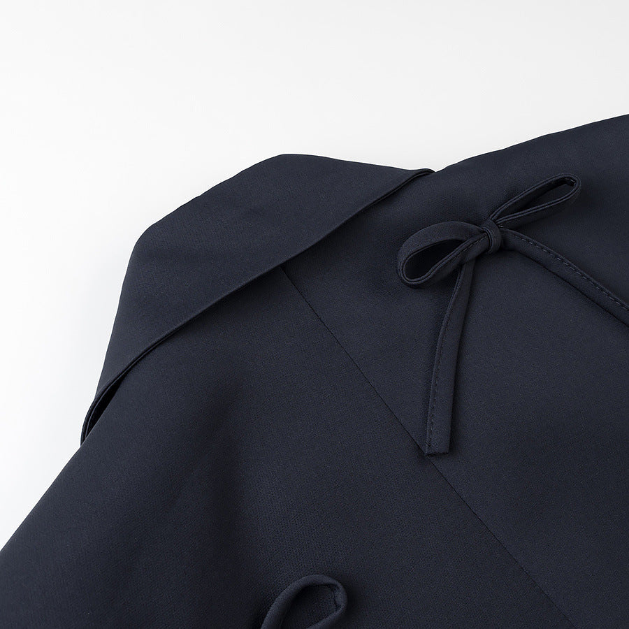 Women's Boxy Blazer with decorative bows, lapel collar and casual silhouette Mune Fashion