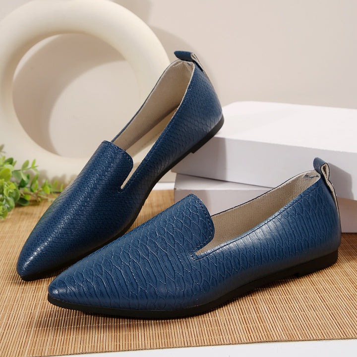 Ladies nan flexible wedge loafers with croco embossing and pointed toe Mune Fashion
