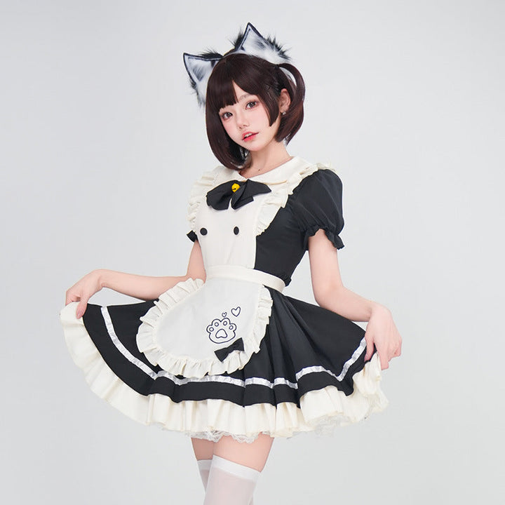 Women playful maid dress with ruffles and apron Mune Fashion