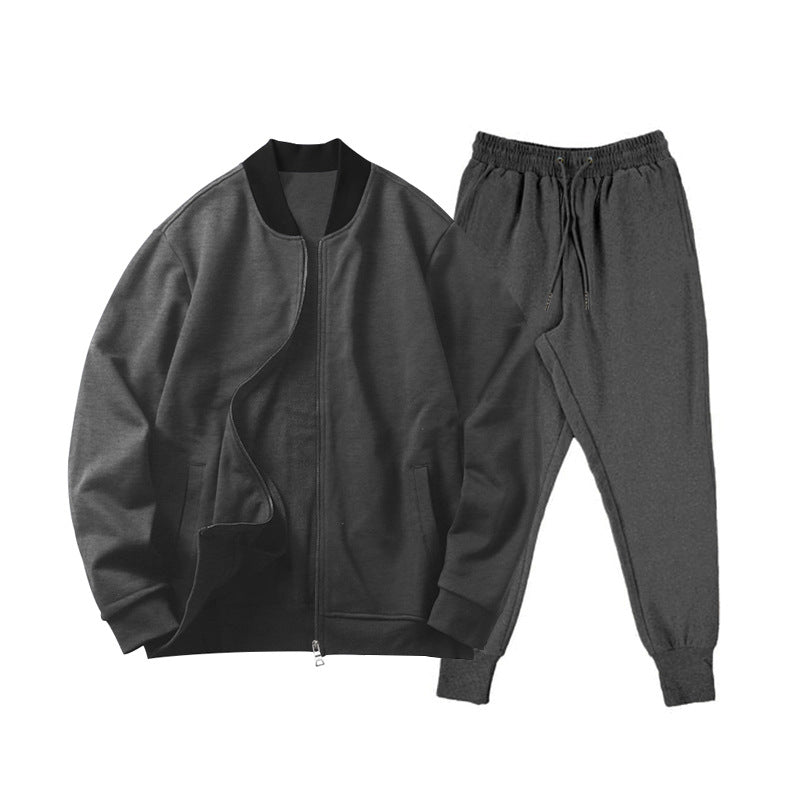 Men's casually cut sweat set with zip bomber jacket and tapered jogging pants made of soft cotton fleece Mune Fashion