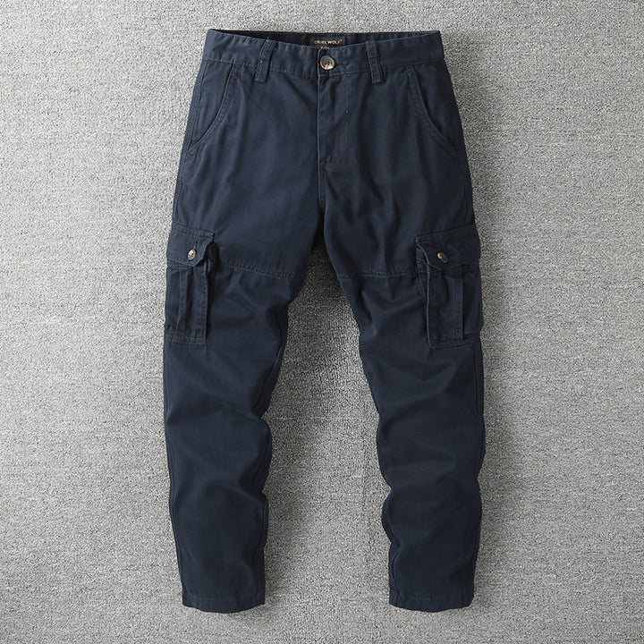 Men's cargo pants with tactical camouflage pattern and multiple flap pockets Mune Fashion