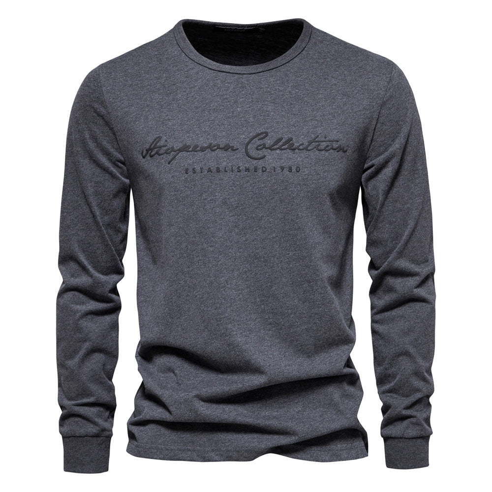 Men's Nano Minimalist Round Neck Sweatshirt Made of Cotton Blend with Ribbed Cuffs Mune Fashion