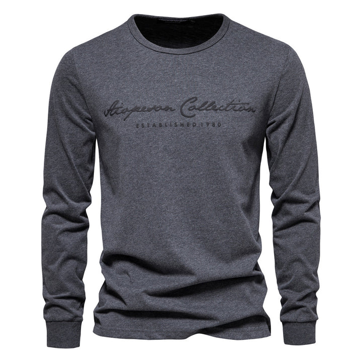 Men's Nano Minimalist Round Neck Sweatshirt Made of Cotton Blend with Ribbed Cuffs Mune Fashion